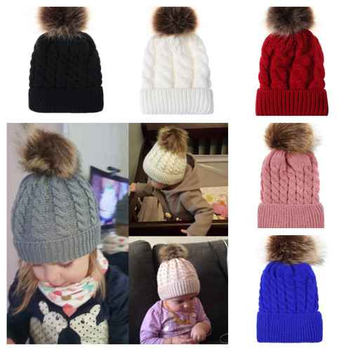 Baby winter hat fur pom - winter,
