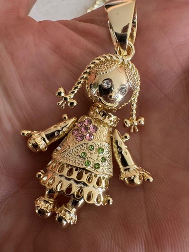 Pink rag doll pendant - rag, with