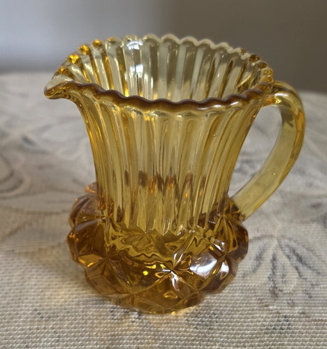 Amber pressed glass small - amber,