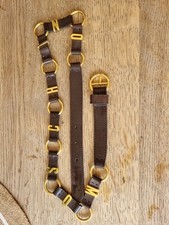 MOSCHINO BELT Women Brown Gold Letter Leather Belt Redwall Made in Italy Size 42