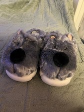 Unisex Novelty Cartoon Animal Slippers Grey Dog Size 6.5-7