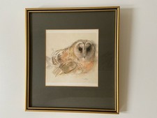 Mads Stage Barn Owl Gold Framed Print 27 x 24 cm