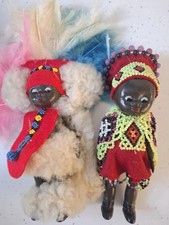 2 x 17cms ETHNIC AFRICAN DOLLIES IN NATIONAL COSTUME MOVING EYES