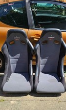 corbeau forza sport bucket seats grey and black in colour with harness slots 