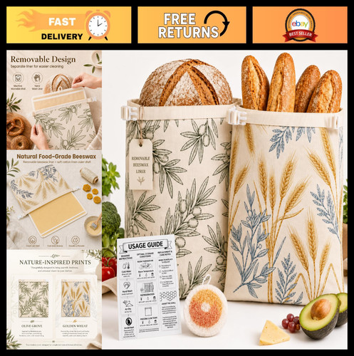 Reusable beeswax bread bags 2 - bread, (2
