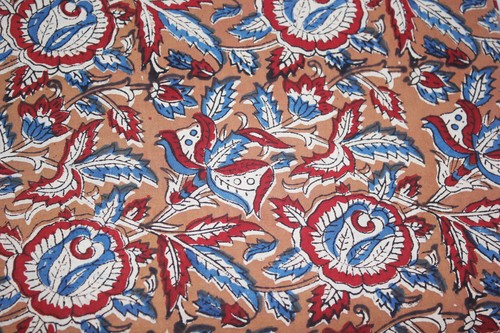Brown floral indian hand - brown, block