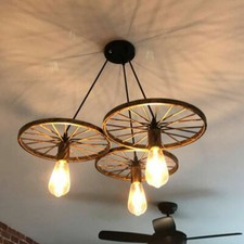 Vintage Pendant Lights Industrial 3 Way Wheel Ceiling Hanging Retro Lamp