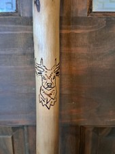 Hiking stick made in Cornwall from Hazelwood,119cm,Stags head artwork