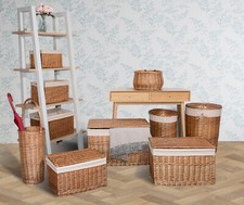 Wickerfield Brown/White Full Wicker Home Storage Baskets with Removable Lining