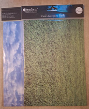 A4 Kanban Card Pack x 2 - 4 sheets patterned cardstock - Sky Clouds & Grass