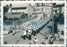 1940s St Johns worker photo, Antigua Police parade march full dress uniform 