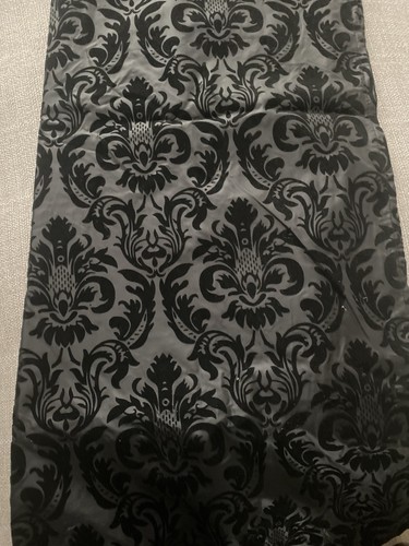 Black flocked tab top curtain - flocked,