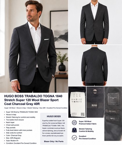 Hugo boss men gray blazer - men’s,