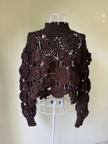 Zara brown crochet - brown, floral