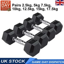 Dumbbells Rubber Encased Hex