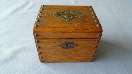 Antique oak moneybox wood - moneybox, box