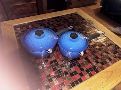 Creuset blue porcelain pan - le,