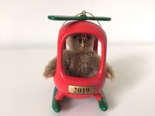 2019 STEIFF HANGING CHRISTMAS DECORATION MINIATURE TEDDY BEAR IN HELICOPTER
