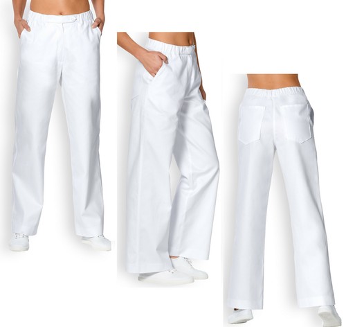 Ladies white cotton trousers - white,