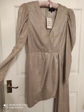 Dress Size 10 Glittery With Sash Long Sleeve Champagne BNWT Gorgeous 