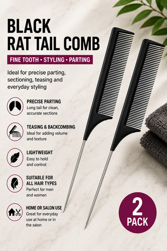 Black rat tail hair styling - black,