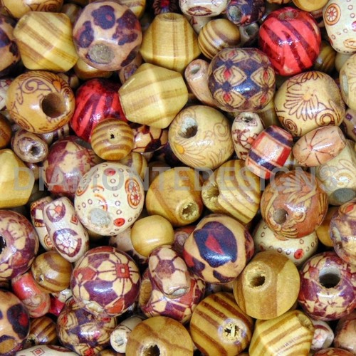 40g mixed wooden beads round - 40g,