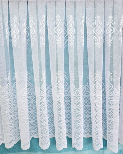 Cheap white lace net curtains - white,