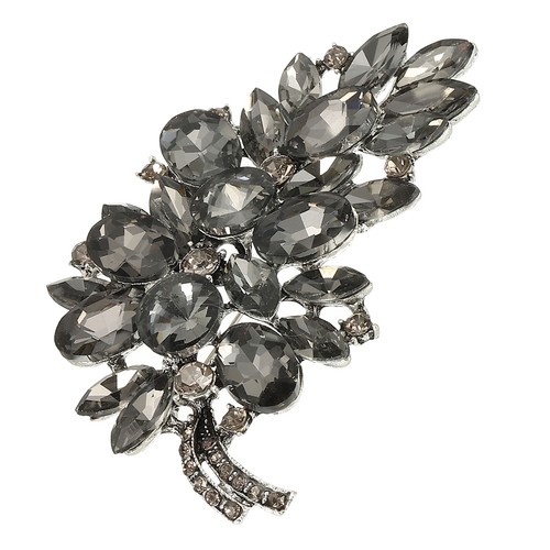 Rhinestone flower leaf brooch - rhinestone,