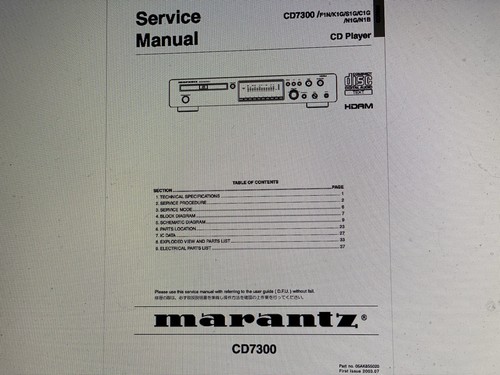 Marantz cd5400 service manual - service,