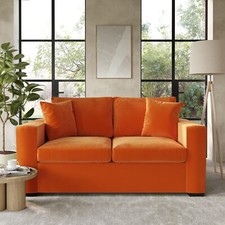 Orange Velvet Pull Out Sofa