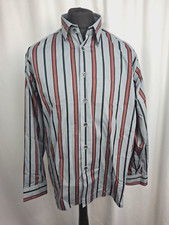 Viyella Striped Retro Long Sleeve  Button Down Shirt Smart Dress Grey 16"  E3917
