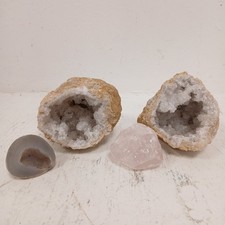 Rose Quartz Geode Agate Rocks Minerals Bundle x4 RMF31-RH