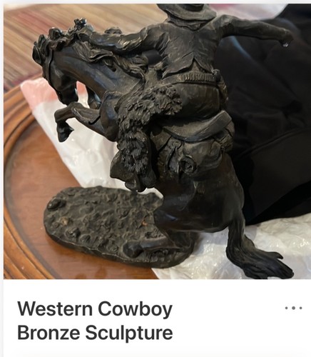 Western cowboy bronze statue - western,