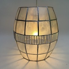 Capiz Shell  Silver and White Barrel Lightshade Retro Home Lighting