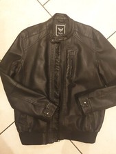 Mens Leather Look Jacket Brave Soul Coat Biker  Winter Casual Lined SIZE LARGE 