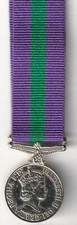 General Service Medal : 1918 - 62 Ribbon. Queen Elizabeth II head, no clasp.