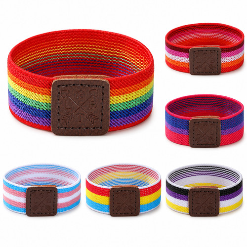 Rainbow woven wristbands - rainbow, lgbt