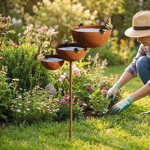Metal bird bath water - bath,
