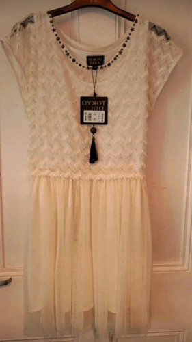 Tokyo doll cream lace - cream, beaded
