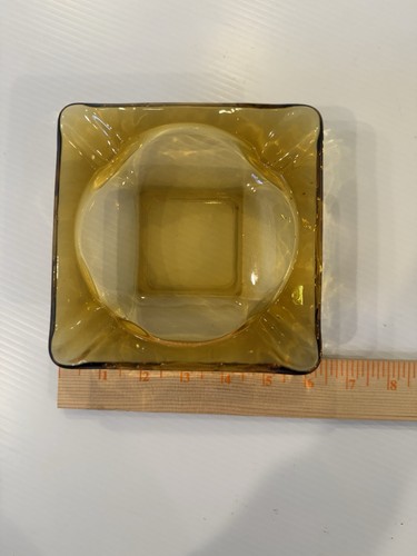 Ashtray amber glass square - glass,
