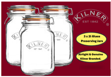 Kilner Glass Storage Jars Airtight Clip Top Lid Food Preserve Jar 2 Litre x 3