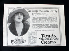 1926 Small Advert 'POND'S VANISHING & COLD CREAMS feat VIOLET LORAINE' 8" x 5.5"