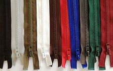 PLASTIC TEETH CHUNKY OPEN ENDED ZIP ( CHOICE OF LENGTH & COLOUR )