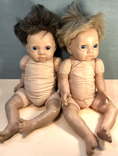 Chad Valley Tiny Treasure Doll x2 Blond Brown Realistic Heavy Soft Baby Doll