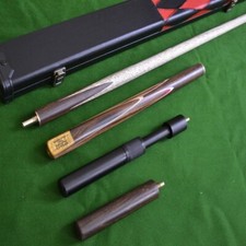 Handmade 3/4 Rare Gabon Zebrawood Ash Snooker / Pool Cue Set - Case / Extensions
