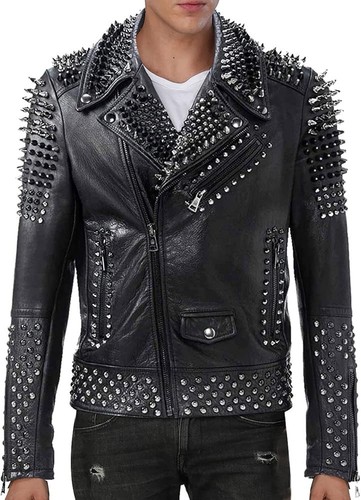 Men punk rock silver spikes - silver,