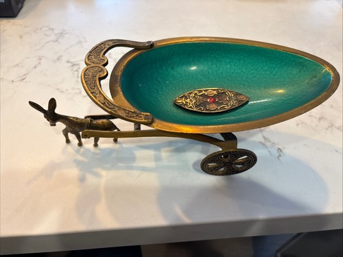 Vtg brass donkey cart - vtg,