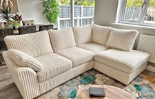 cream jumbo cord fabric corner