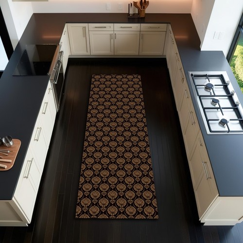 Damask pattern runner rug - damask,