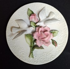 FRANKLIN MINT CAPODIMONTE DOVES AND ROSES OF LOVE PLATE  LIMITED EDITION 